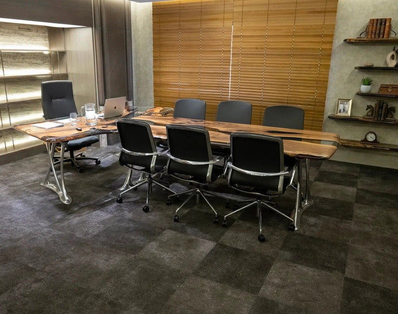 Luxury D-Shaped Walnut & Epoxy Executive Desk by Gizz