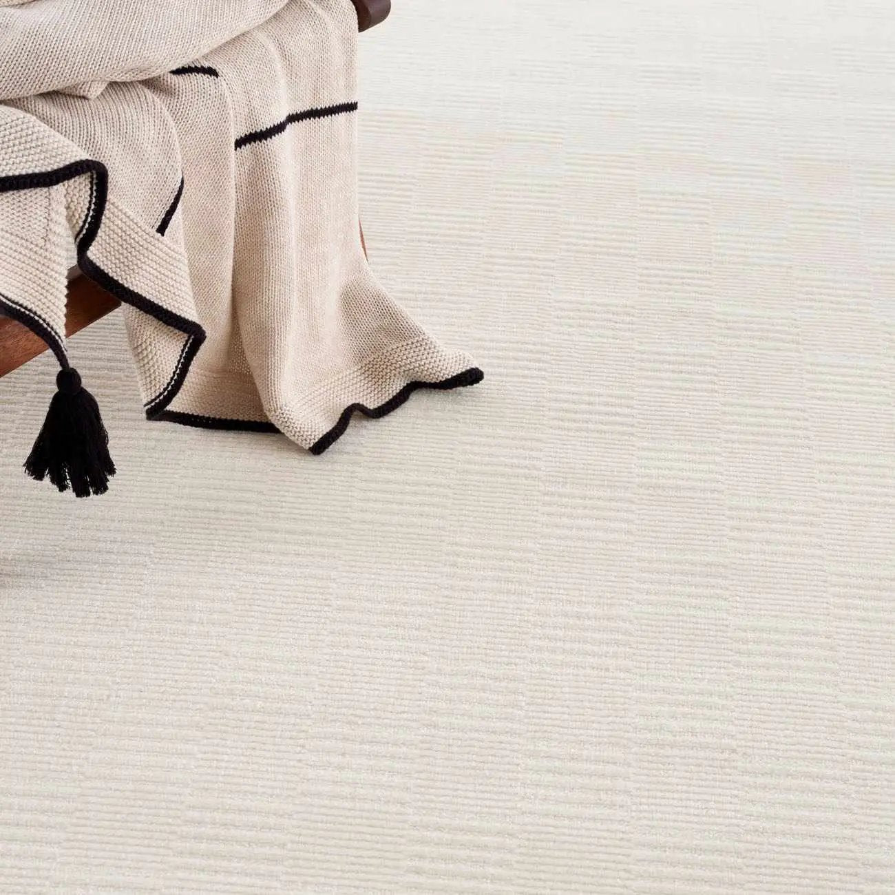 Kazuma Cream Checkered Washable Area Rug by Boutique Rugs
