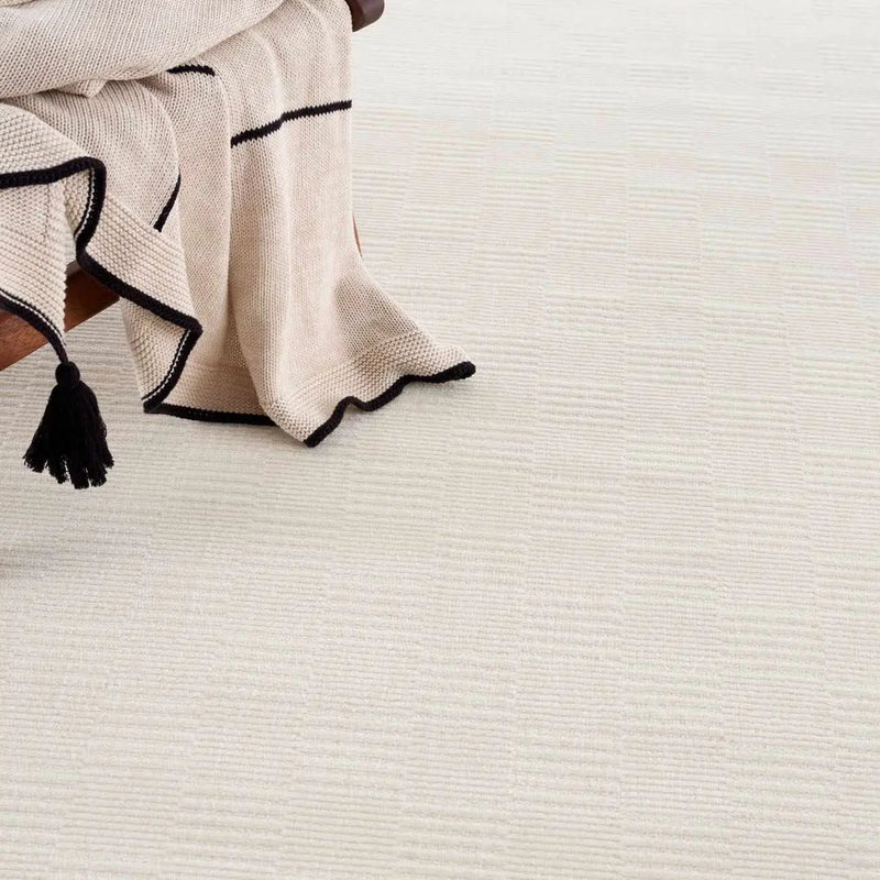 Kazuma Cream Checkered Washable Area Rug by Boutique Rugs