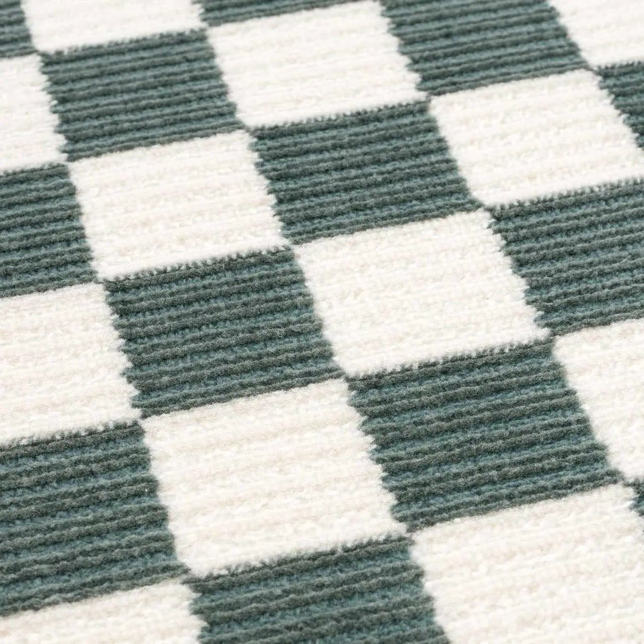 Kaysar Oil Green Checkered Washable Area Rug by Boutique Rugs