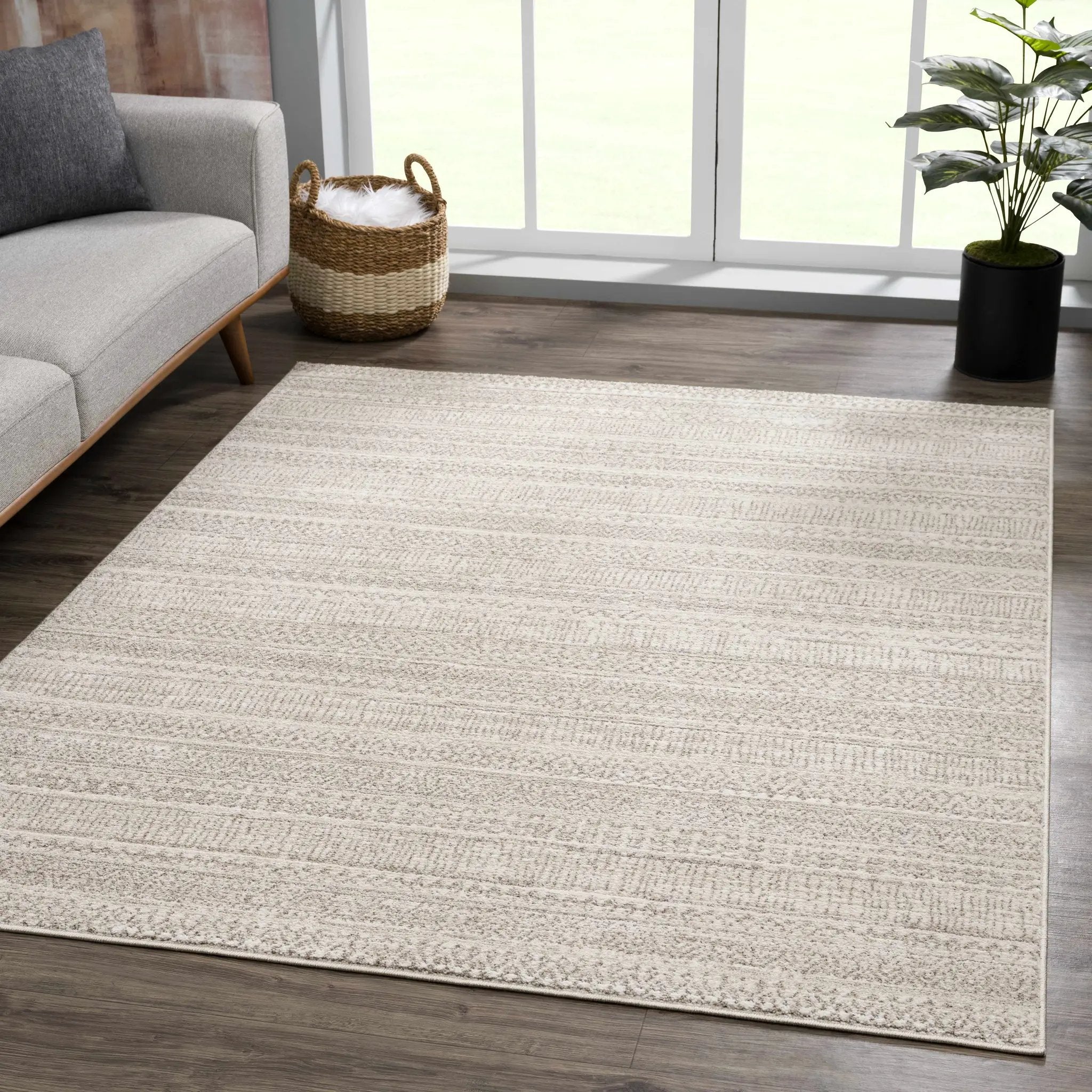 Nate Beige Tribal High Pile Carpet by Boutique Rugs