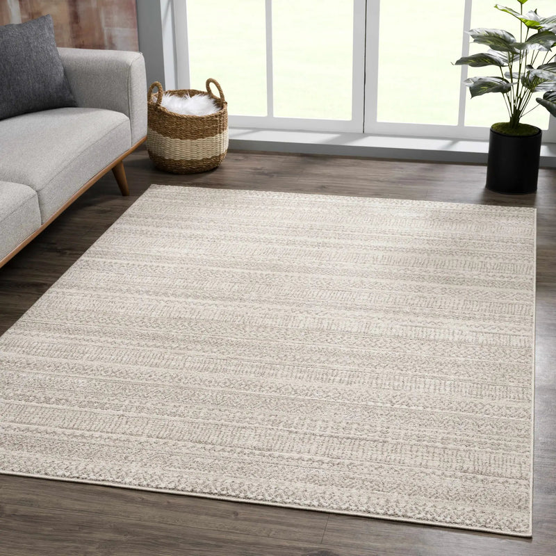 Nate Beige Tribal High Pile Carpet by Boutique Rugs