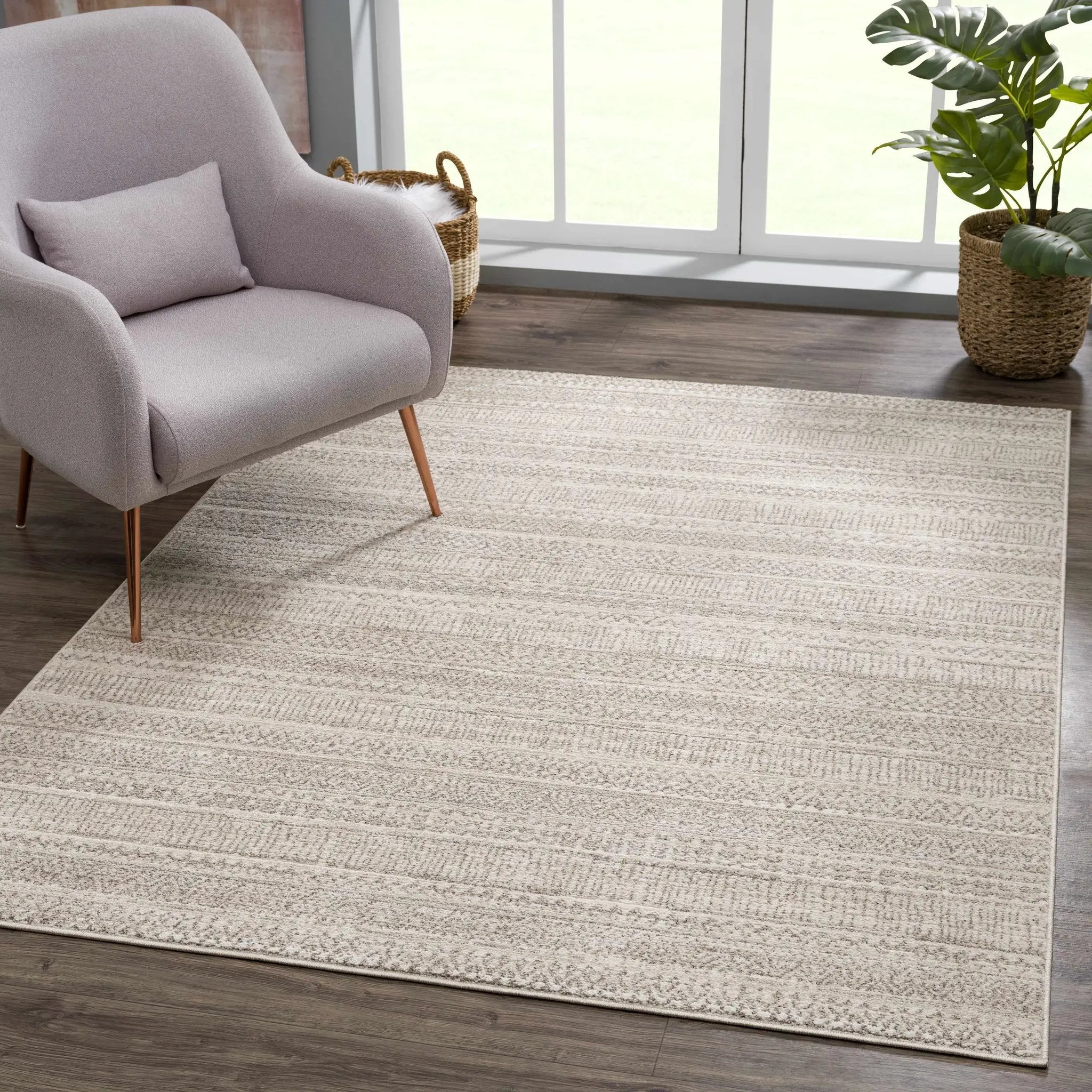Nate Beige Tribal High Pile Carpet by Boutique Rugs