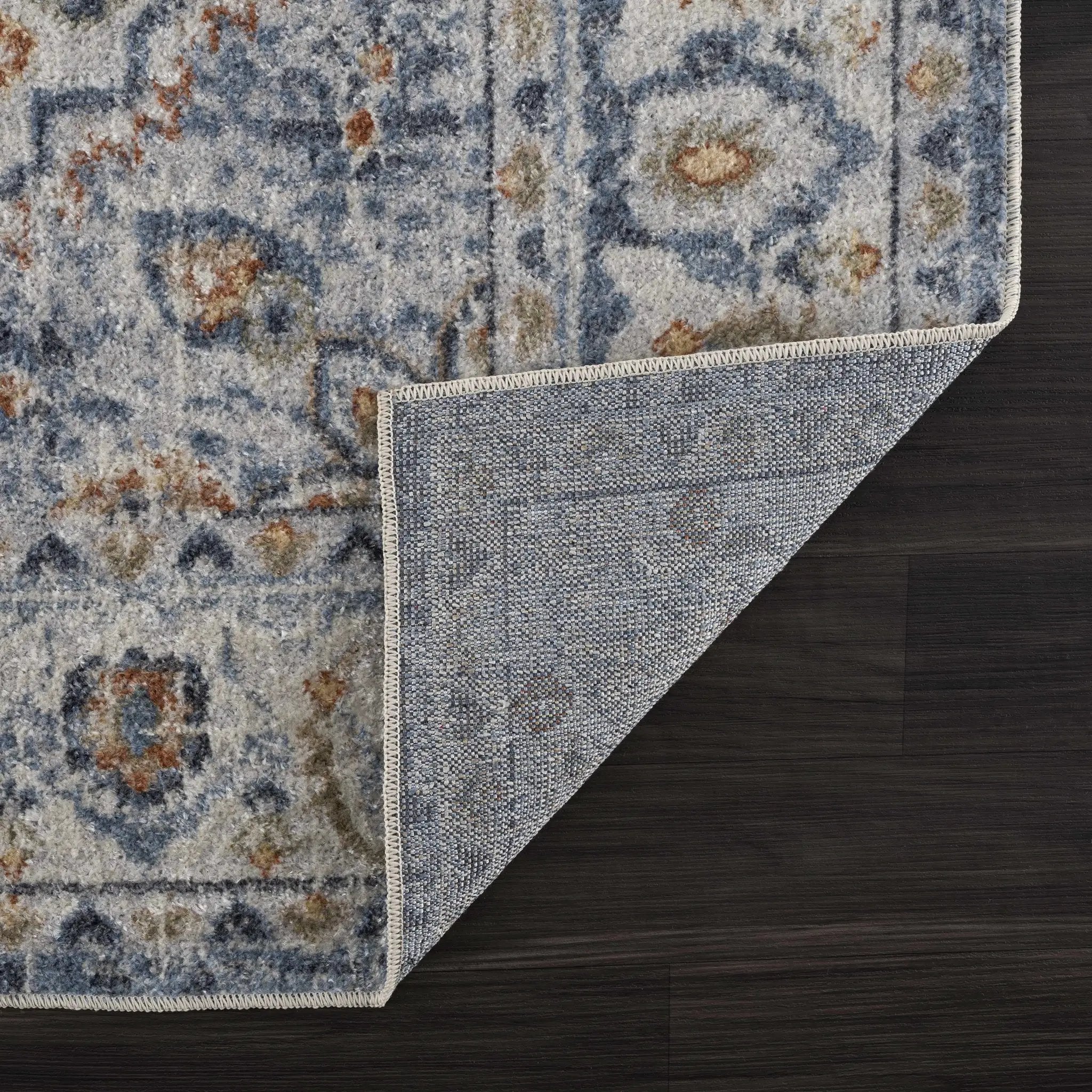 Hiti Cream&Blue Washable Rug - Clearance by Boutique Rugs