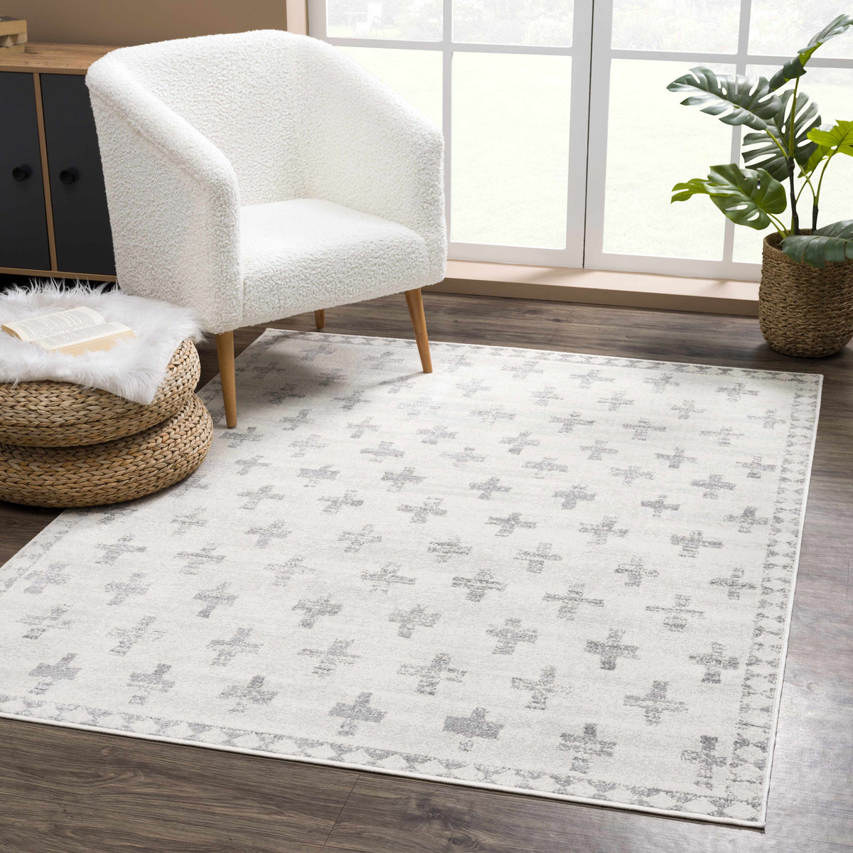 Tigris Swiss Cross Ivory & Gray 2322 Area Rug, photo 10 of 10