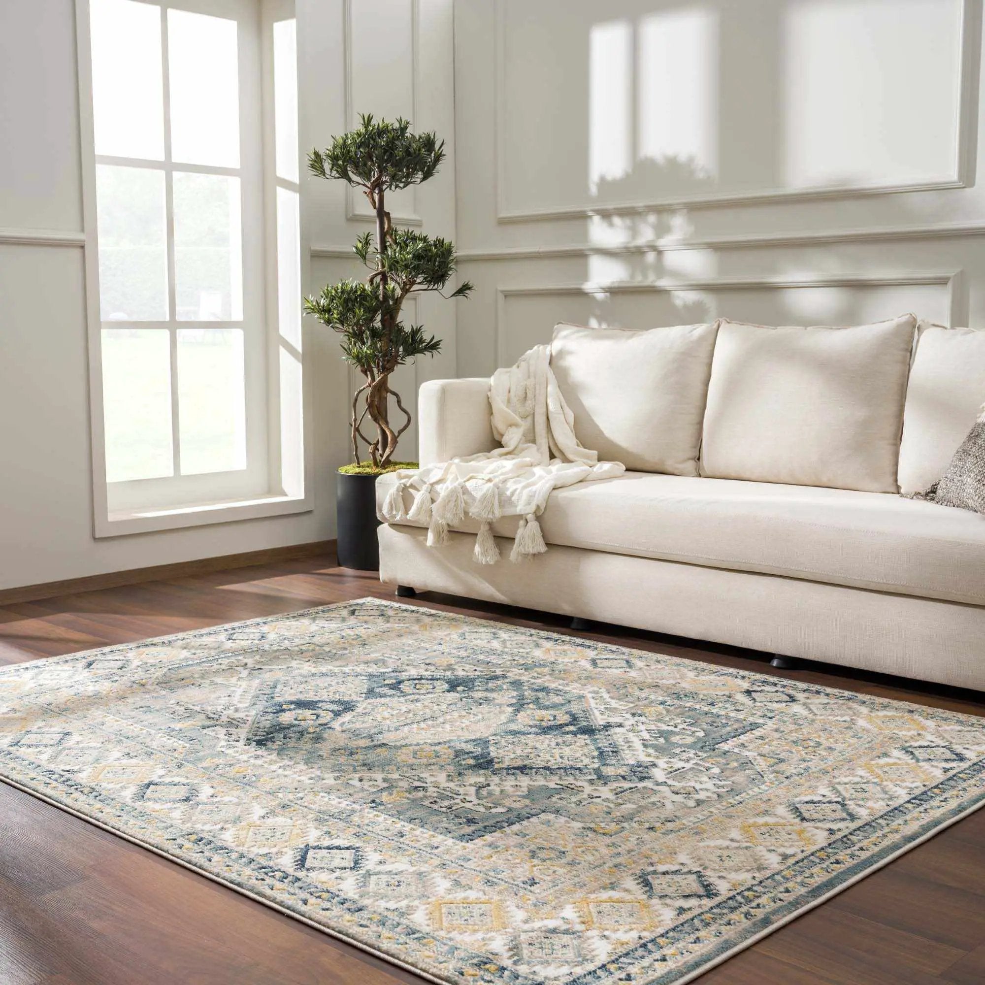 Brend Blue Medallion Area Rug - Clearance by Boutique Rugs