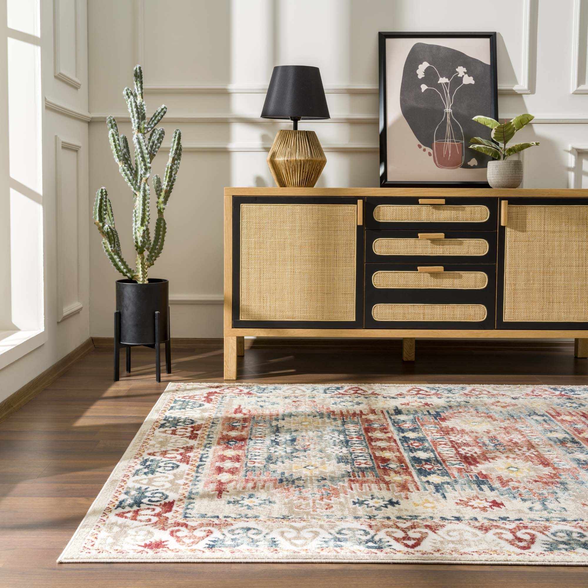 Bindi Blue & Rose Area Rug by Hauteloom