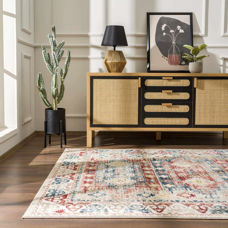 Bindi Blue & Rose Area Rug by Hauteloom