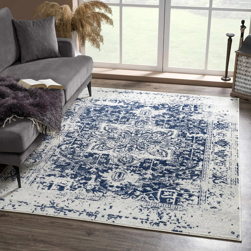 Rachel Navy Area Rug by Hauteloom