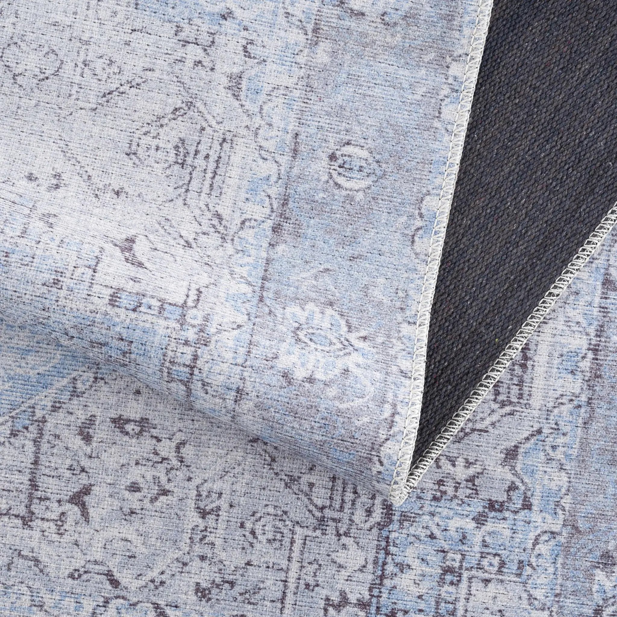 Aqua Rosman Washable Area Rug by Hauteloom