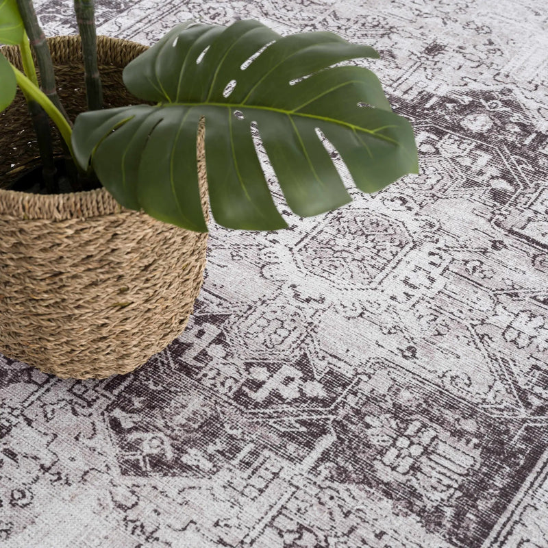 Rosman Gray Washable Area Rug by Hauteloom