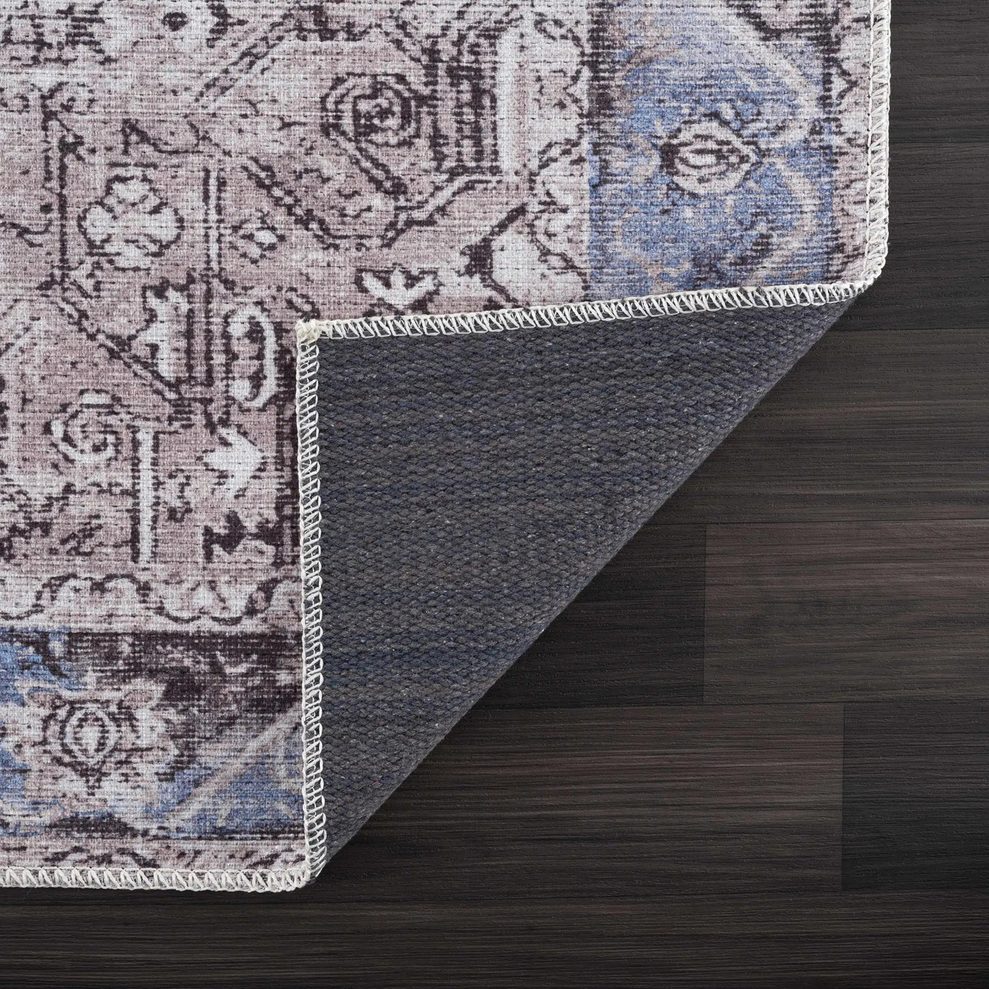 Rosman Blue&Beige Washable Area Rug by Hauteloom