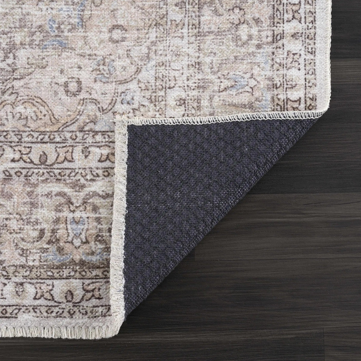 Cream Holi-2301 Washable Area Rug by Hauteloom