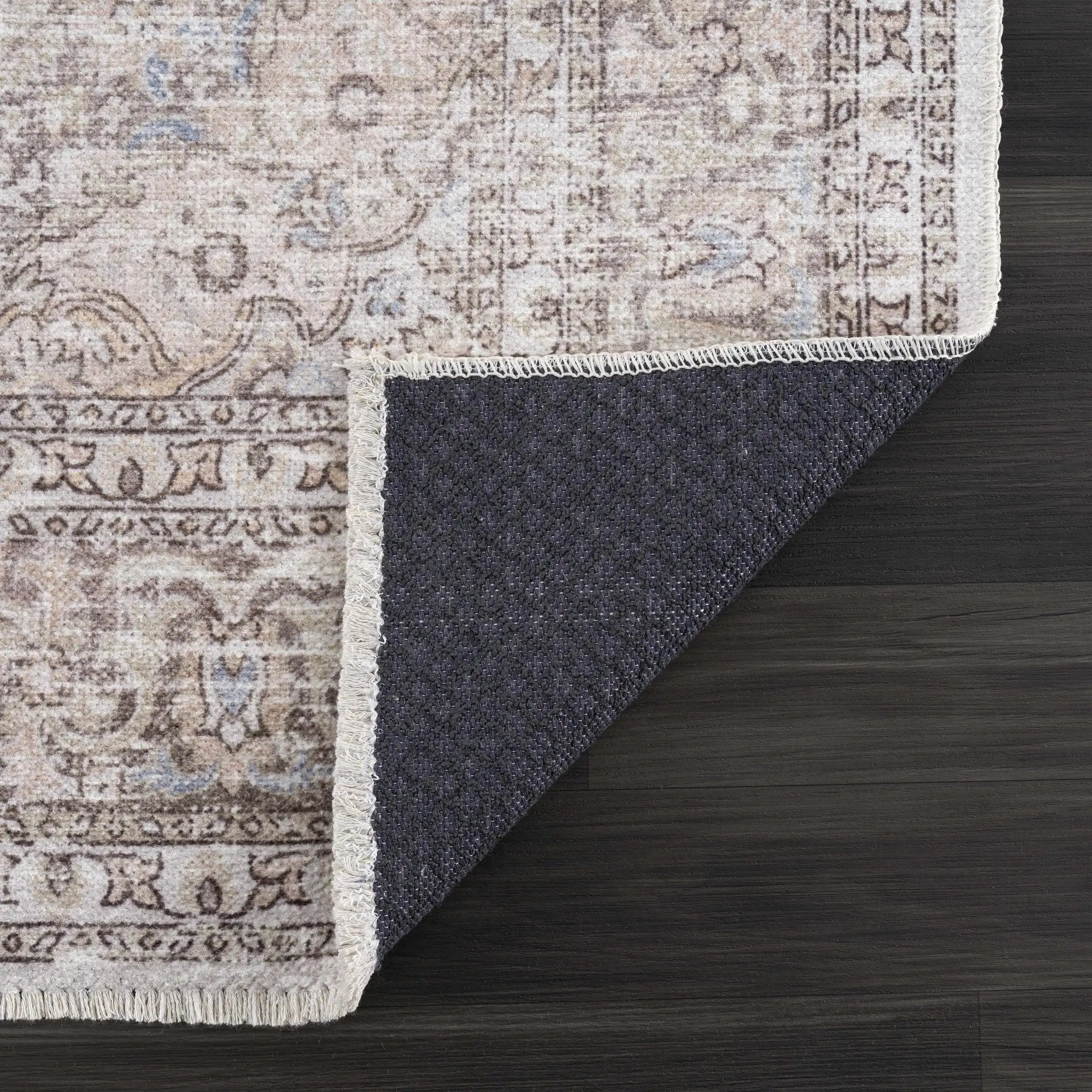 Cream Holi-2301 Washable Area Rug by Hauteloom