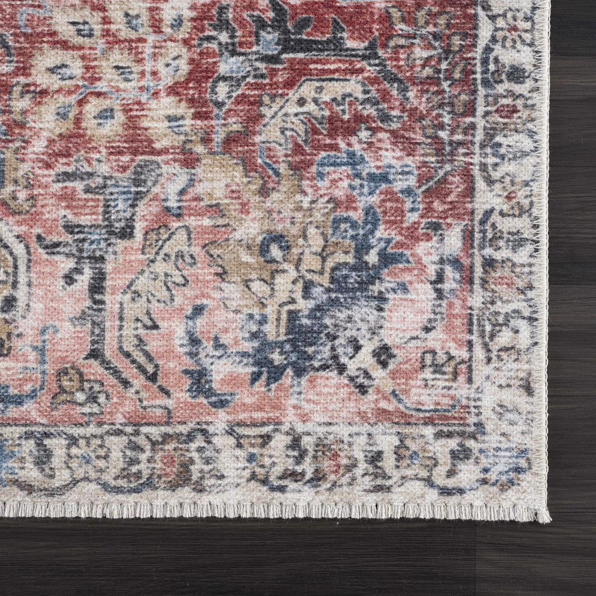 Burgundy Holi-2303 Washable Area Rug by Hauteloom
