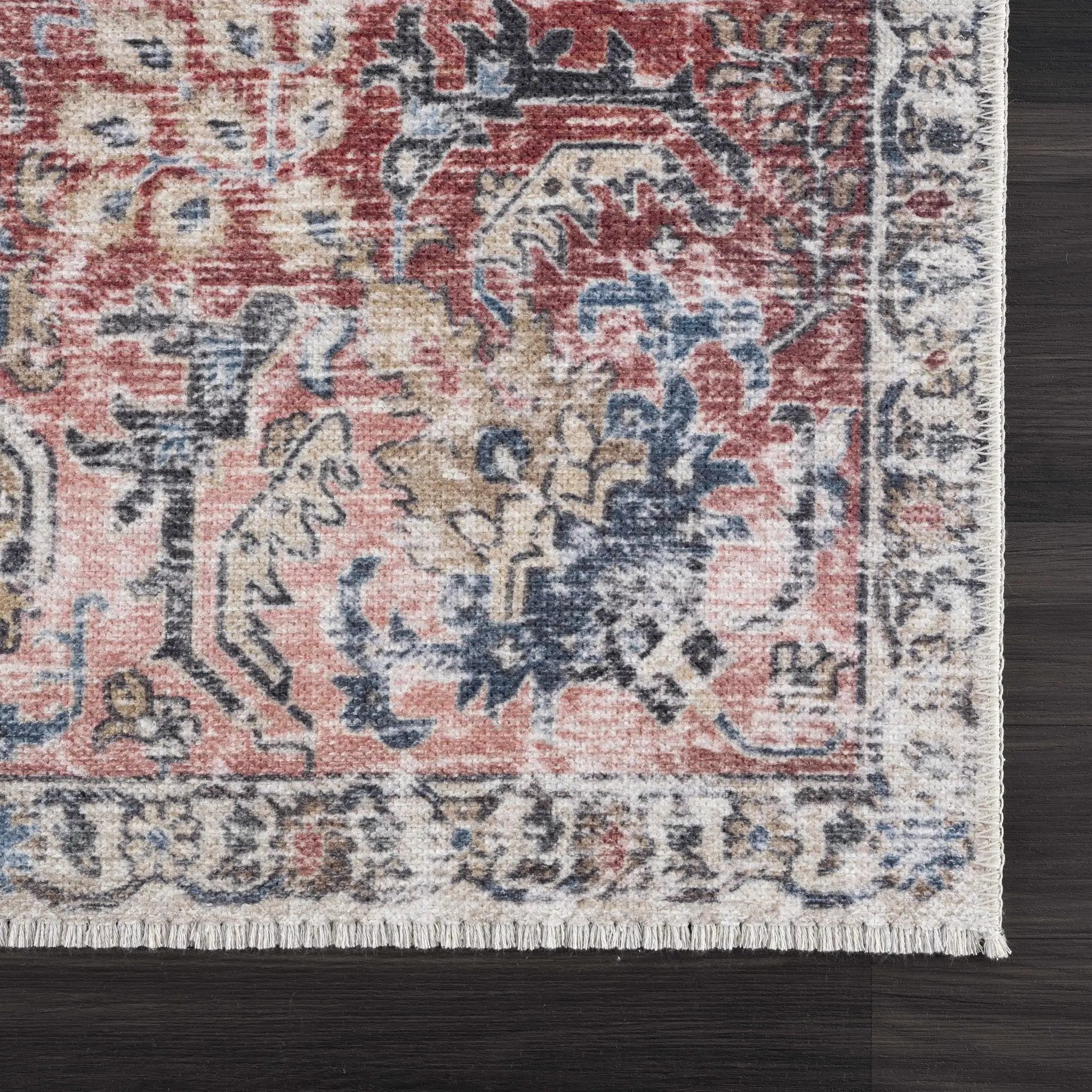 Burgundy Holi-2303 Washable Area Rug by Hauteloom