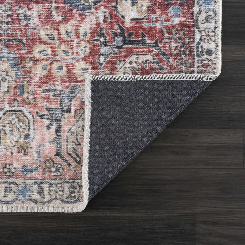 Burgundy Holi-2303 Washable Area Rug by Hauteloom