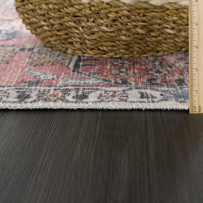 Burgundy Holi-2303 Washable Area Rug by Hauteloom