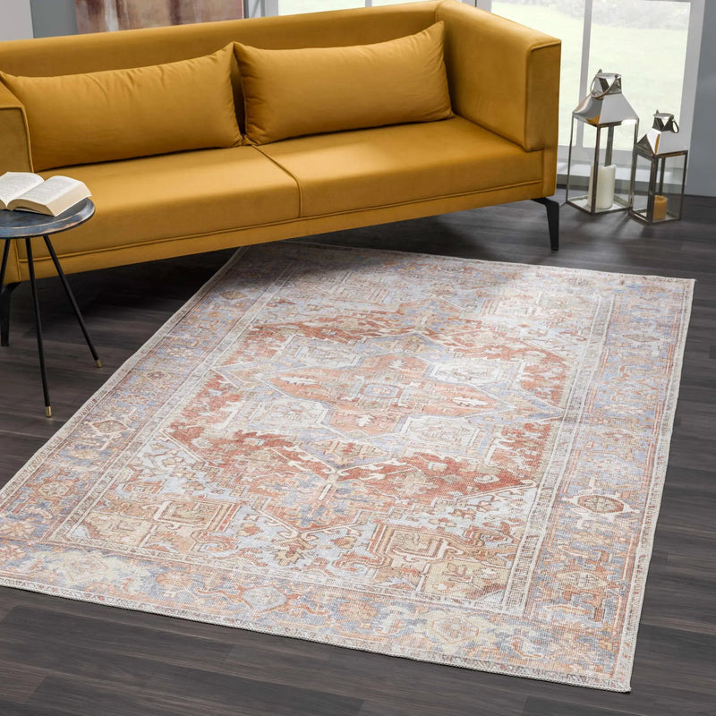 Maayon Medallion Rust Washable Area Rug by Hauteloom
