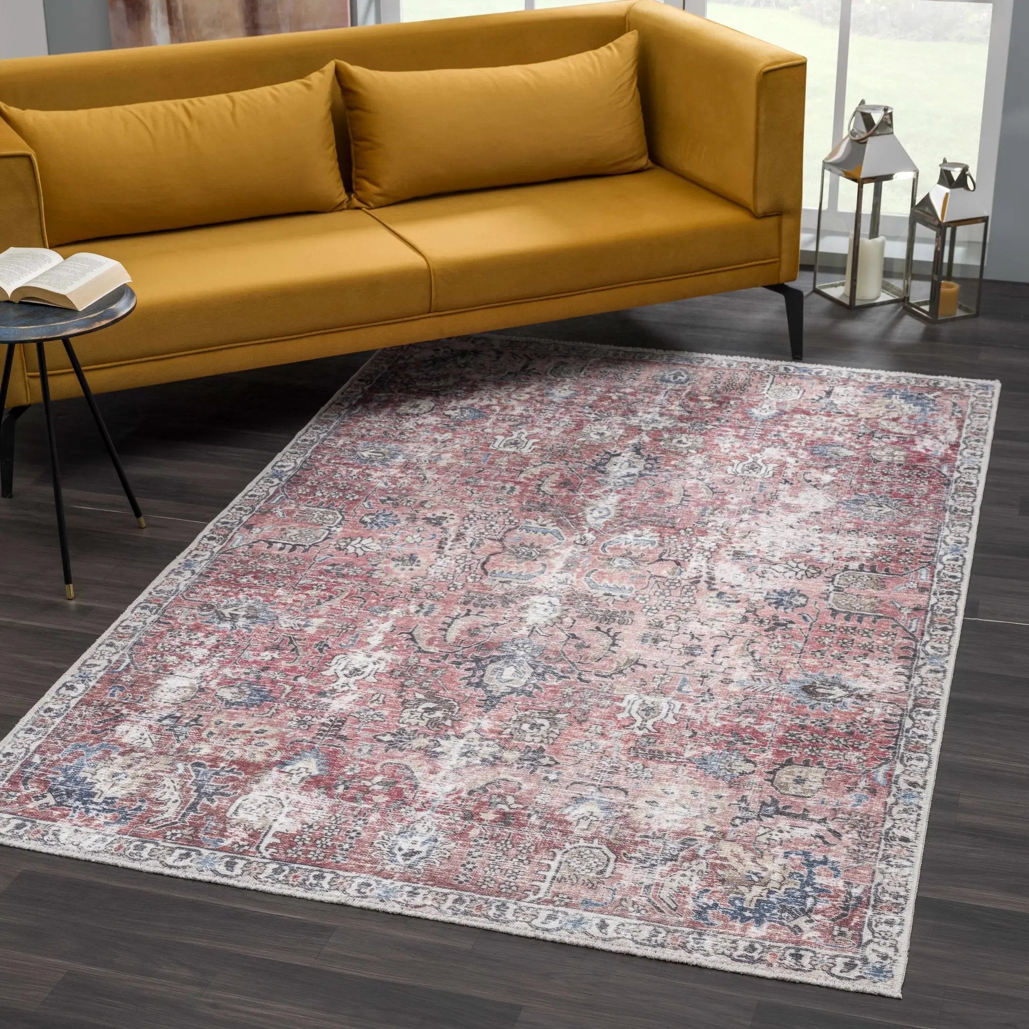 Burgundy Holi-2303 Washable Area Rug by Hauteloom