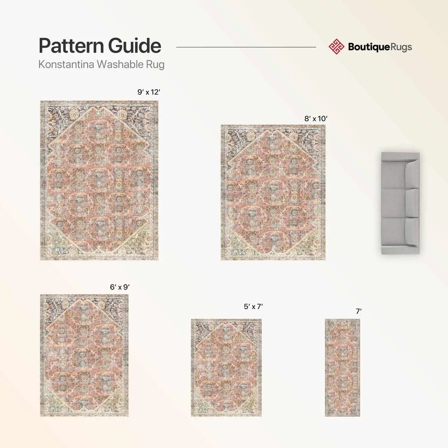 Konstantina Washable Area Rug - Clearance by Boutique Rugs