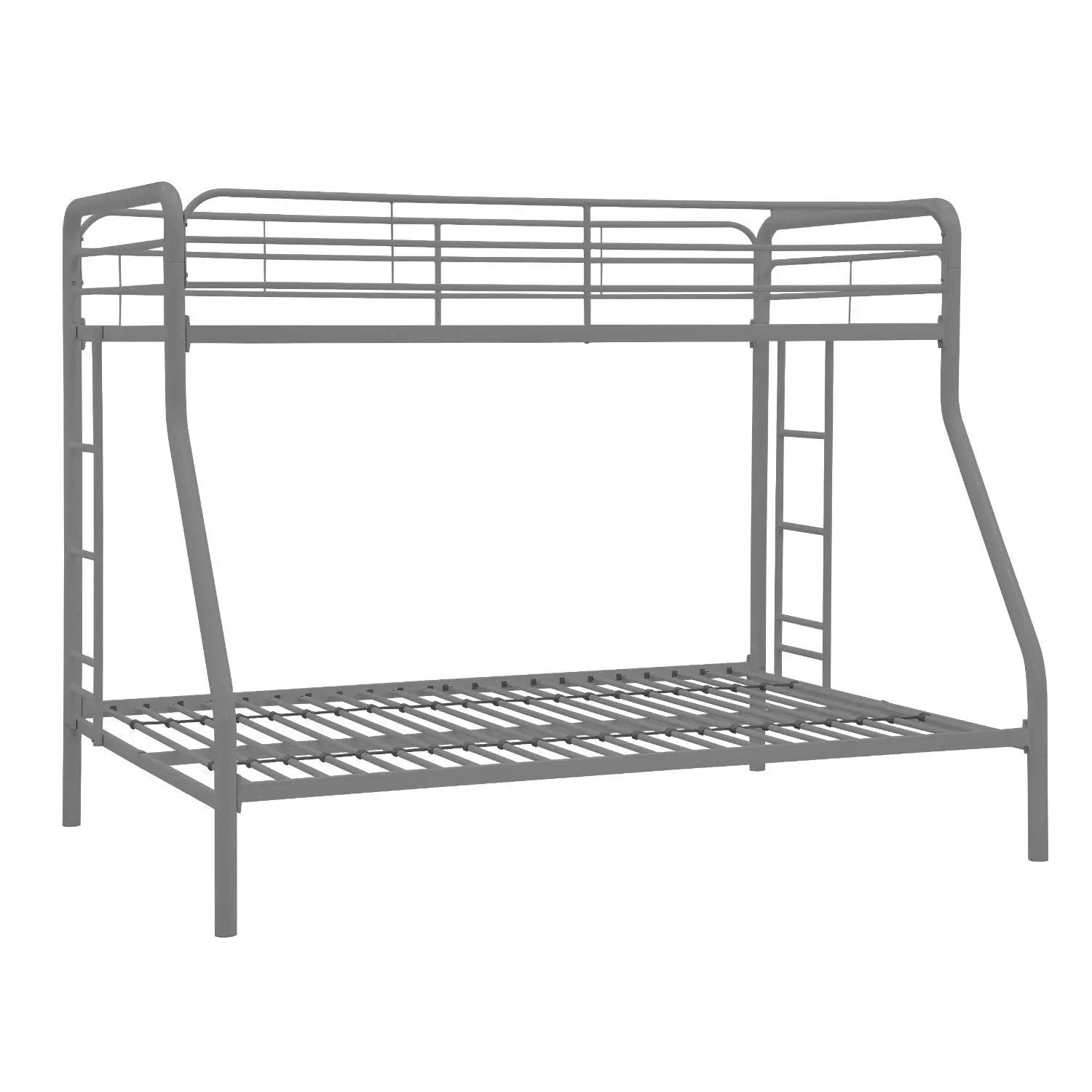 Twin over Full size Sturdy Metal Bunk Bed in Silver Finish by HomePacific