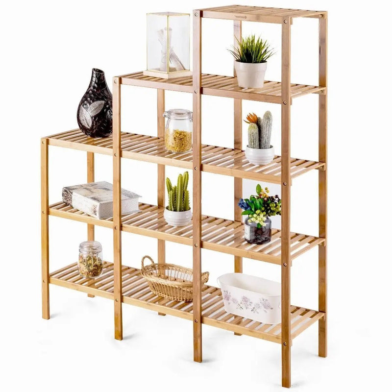 Bamboo Wood 5-Tier Versatile Bookcase Plant Stand Storage Rack by HomePacific