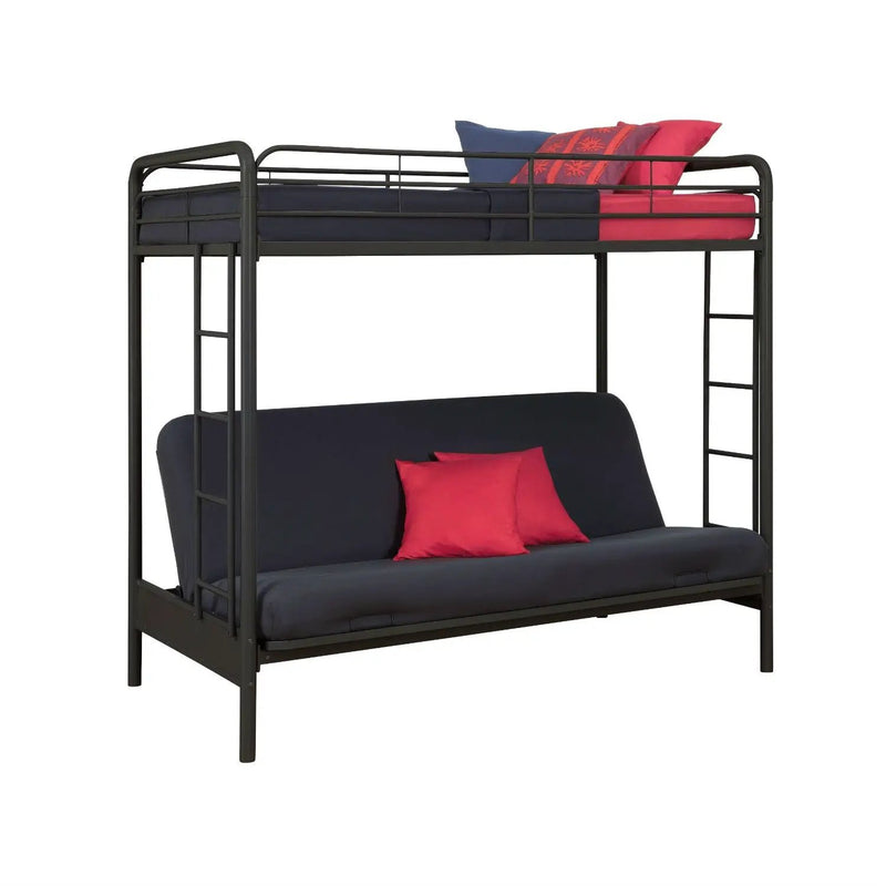 Twin over Full Futon Bunk Bed Sleeper Sofa in Black Metal by HomePacific