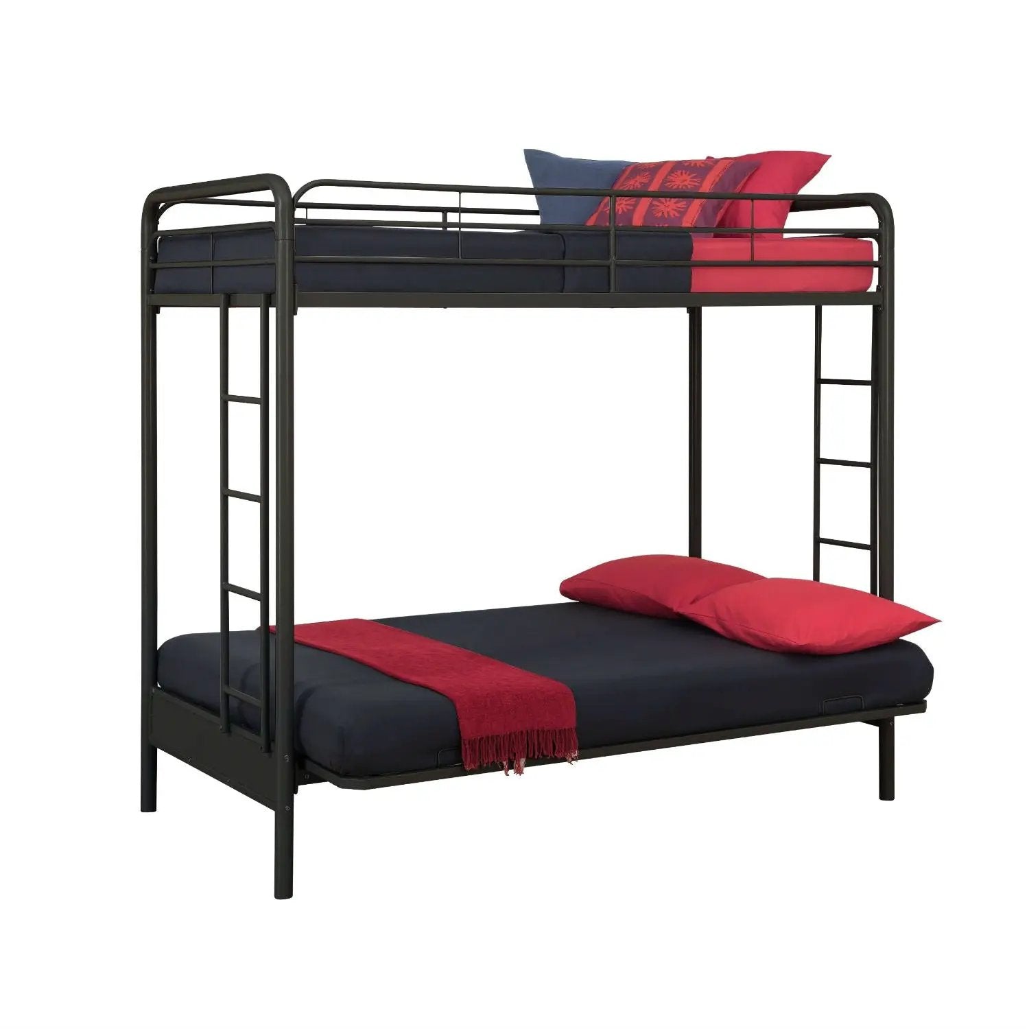 Twin over Full Futon Bunk Bed Sleeper Sofa in Black Metal by HomePacific