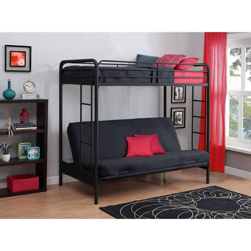Twin over Full Futon Bunk Bed Sleeper Sofa in Black Metal by HomePacific