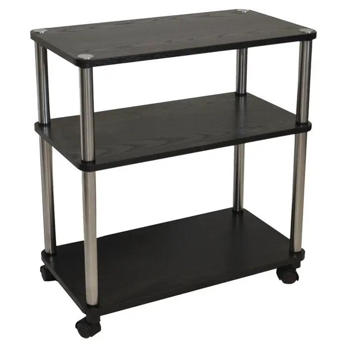 3-Shelf Mobile Home Office Caddy Printer Stand Cart in Black by HomePacific