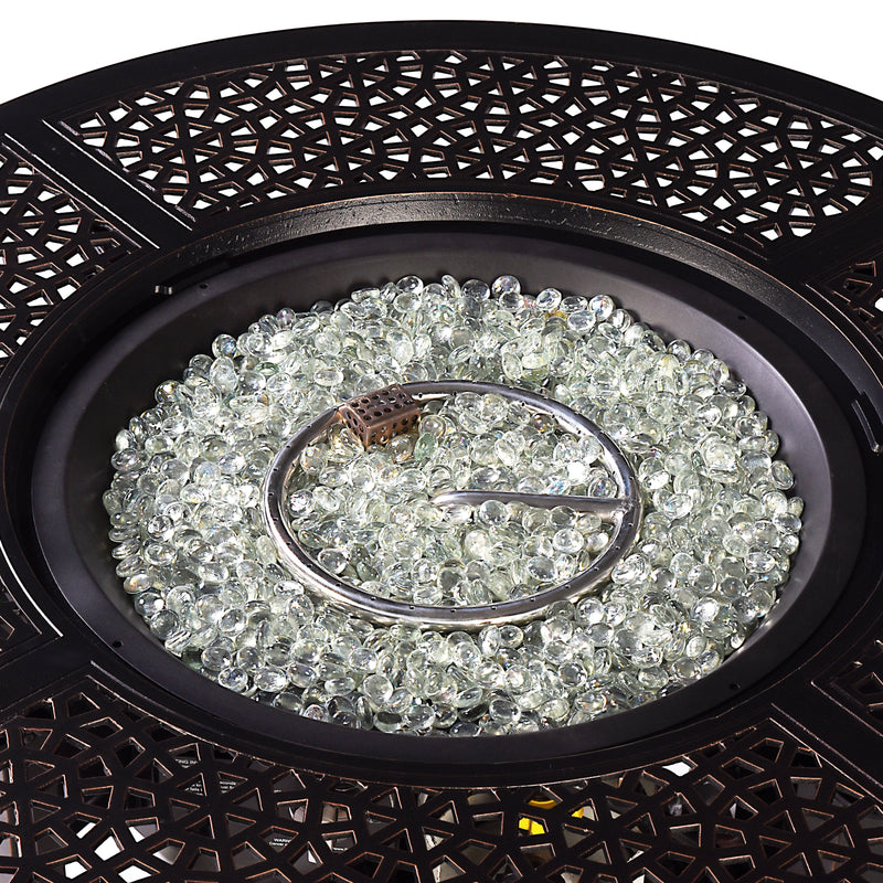 Aluminum 44-in Round Propane Fire Table with Beads, Covers and Lid by Sharicks