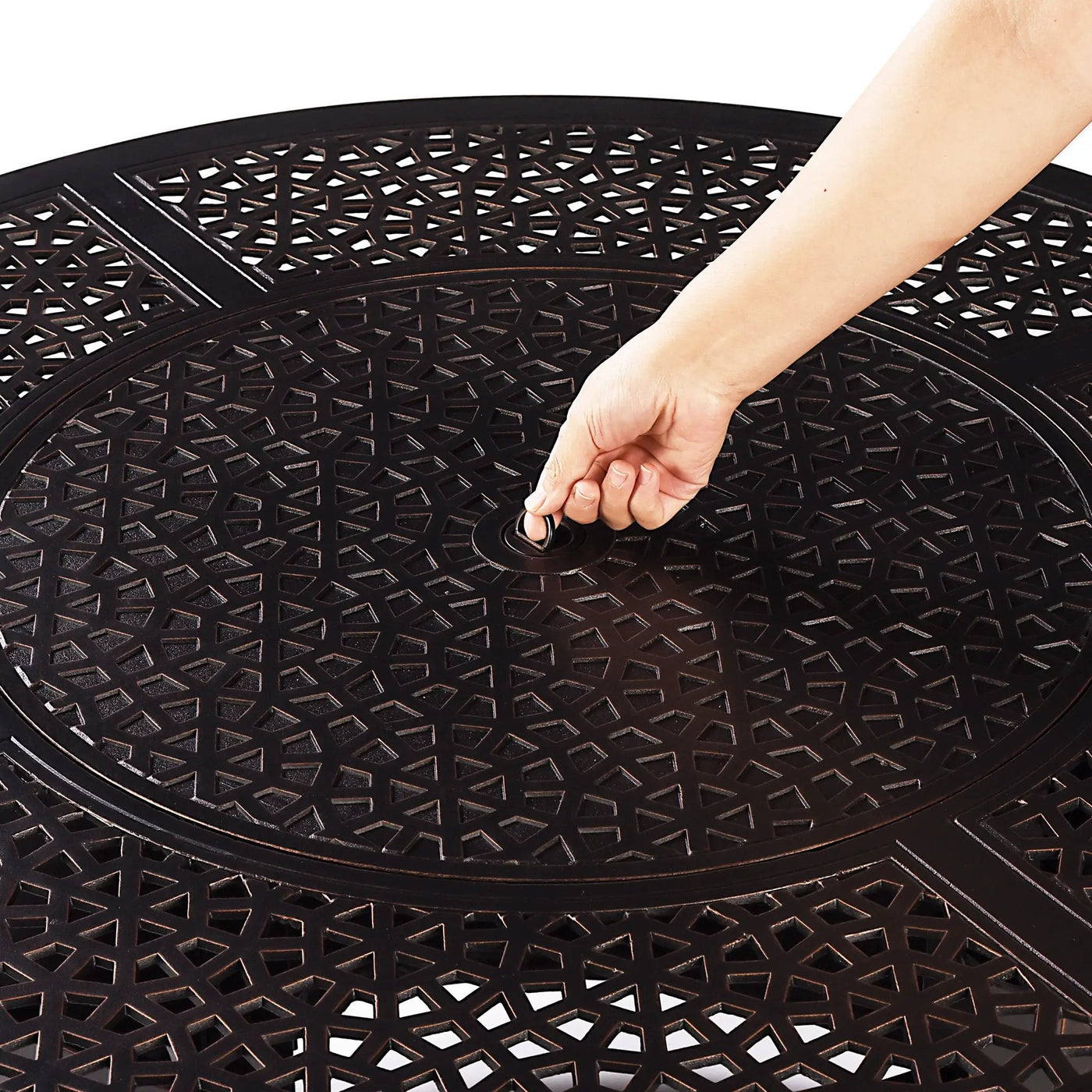 Aluminum 44-in Round Propane Fire Table with Beads, Covers and Lid by Sharicks