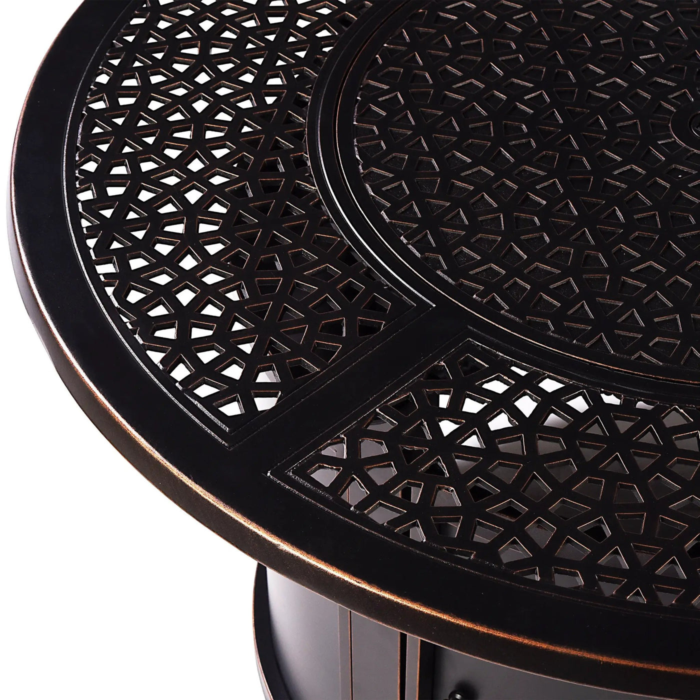 Aluminum 44-in Round Propane Fire Table with Beads, Covers and Lid by Sharicks