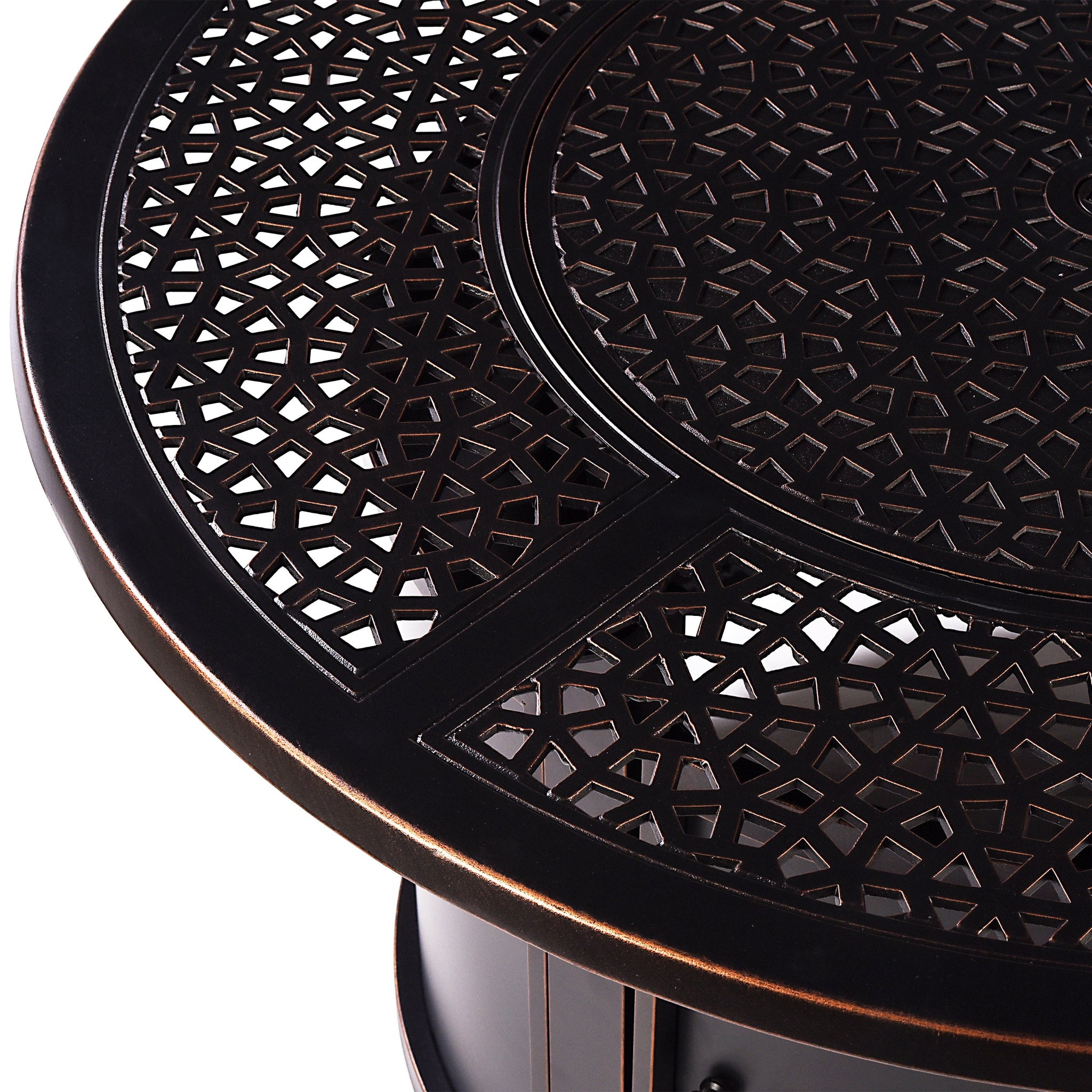 Aluminum 44-in Round Propane Fire Table with Beads, Covers and Lid by Sharicks