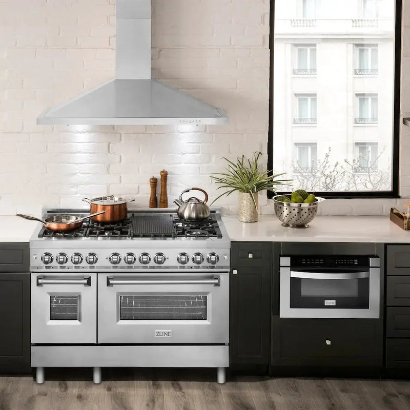 ZLINE 48 " Package Range, Range Hood, Microwave, Dishwasher, 4KP-RARH48-MWDW by Farmhouse Kitchen and Bath