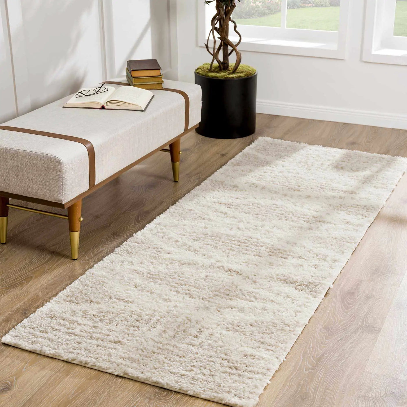 Trunding Plush Area Rug in Light Beige by Hauteloom