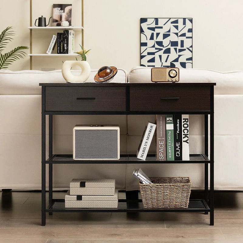 39.5 Inch Entryway Table with 2 Drawers and 2-Tier Shelves by DirectDeals