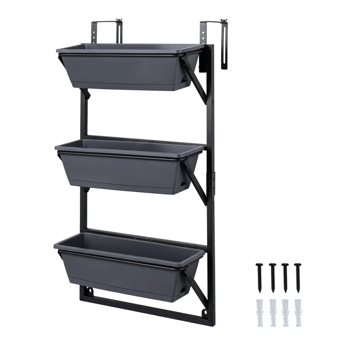 Deck Railing Planter Box with 3-Tier Adjustable Design by DirectDeals