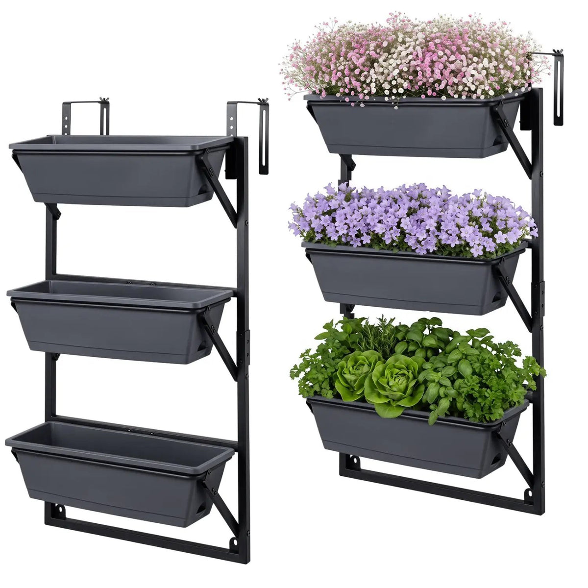 Deck Railing Planter Box with 3-Tier Adjustable Design by DirectDeals