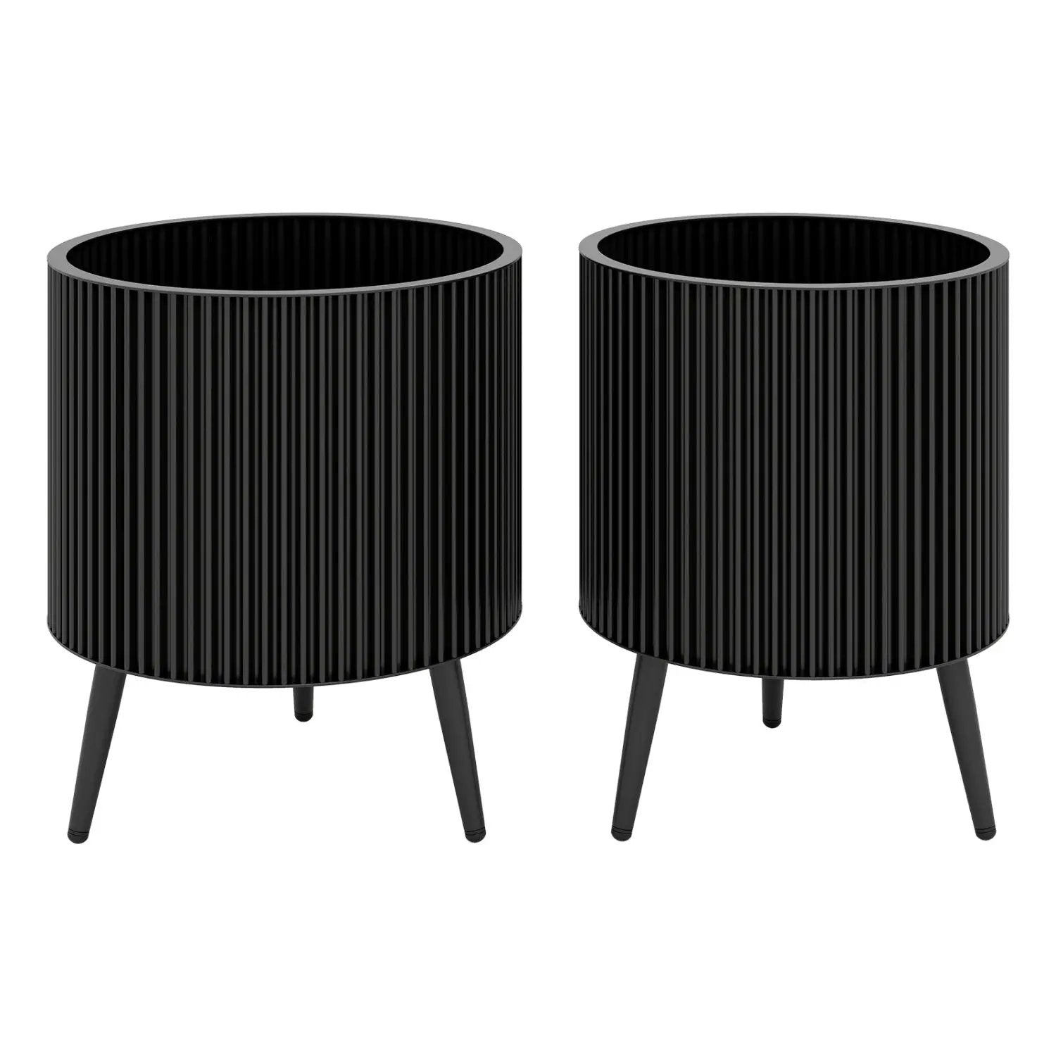 Fluted Metal Planter Pots with Stand Set of 2 by DirectDeals