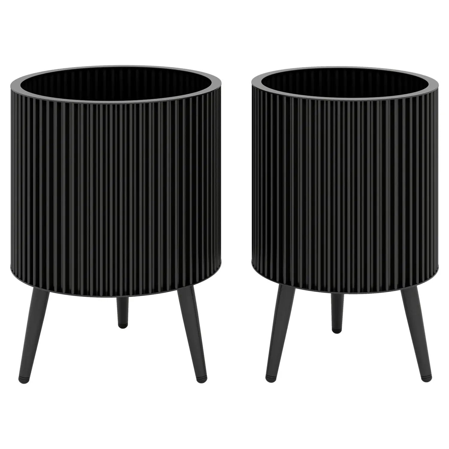 Fluted Metal Planter Pots with Stand Set of 2 by DirectDeals