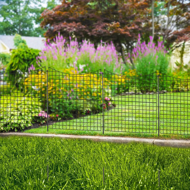 Decorative Garden Fence with 5 Panels and 5 Stakes-Black by DirectDeals