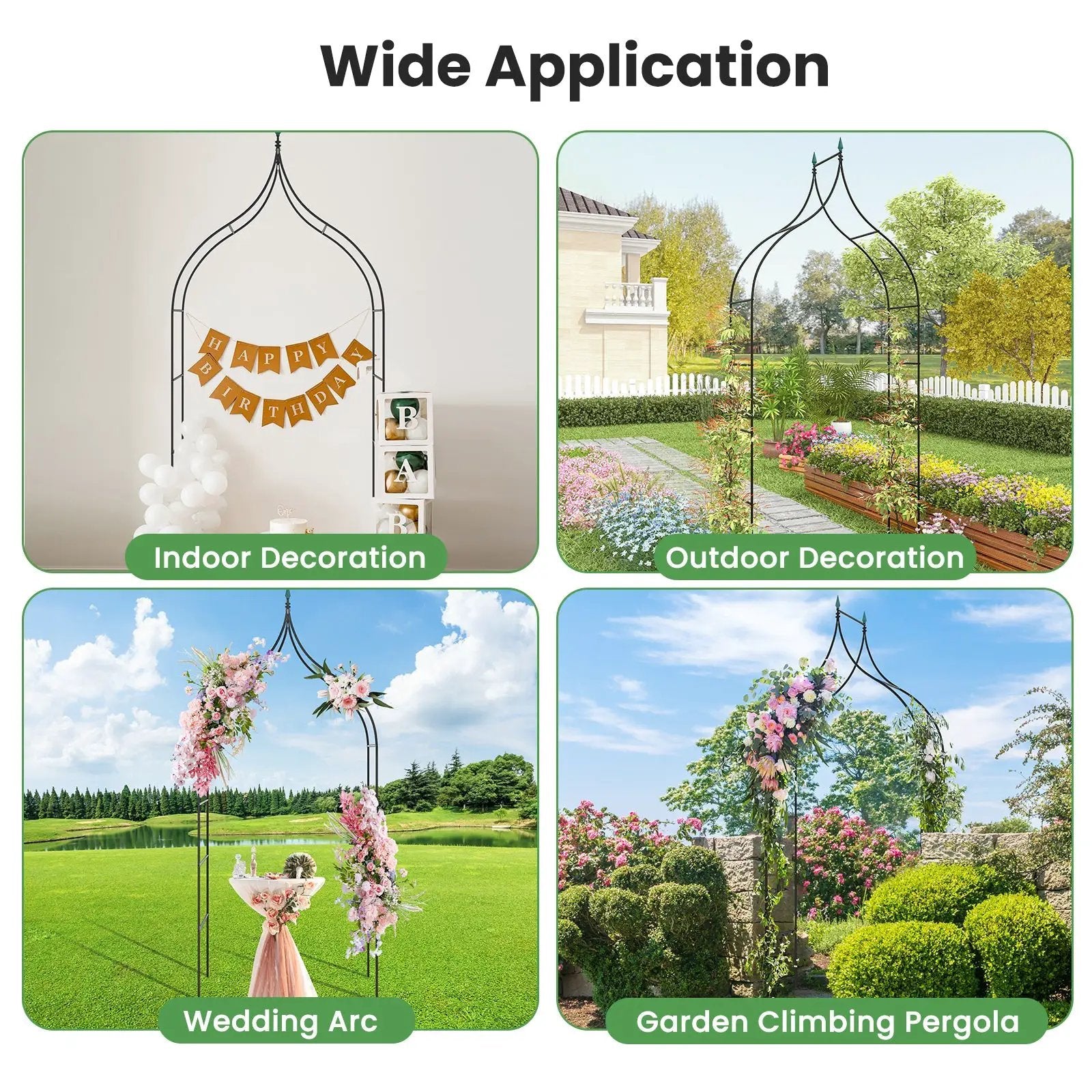 9.5 Feet Decorative Metal Garden Arch for Vine Rose Climbing Wedding Ceremony Party Decoration by DirectDeals