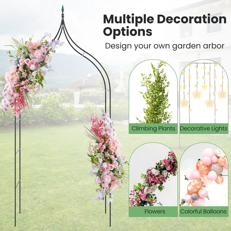 9.5 Feet Decorative Metal Garden Arch for Vine Rose Climbing Wedding Ceremony Party Decoration by DirectDeals