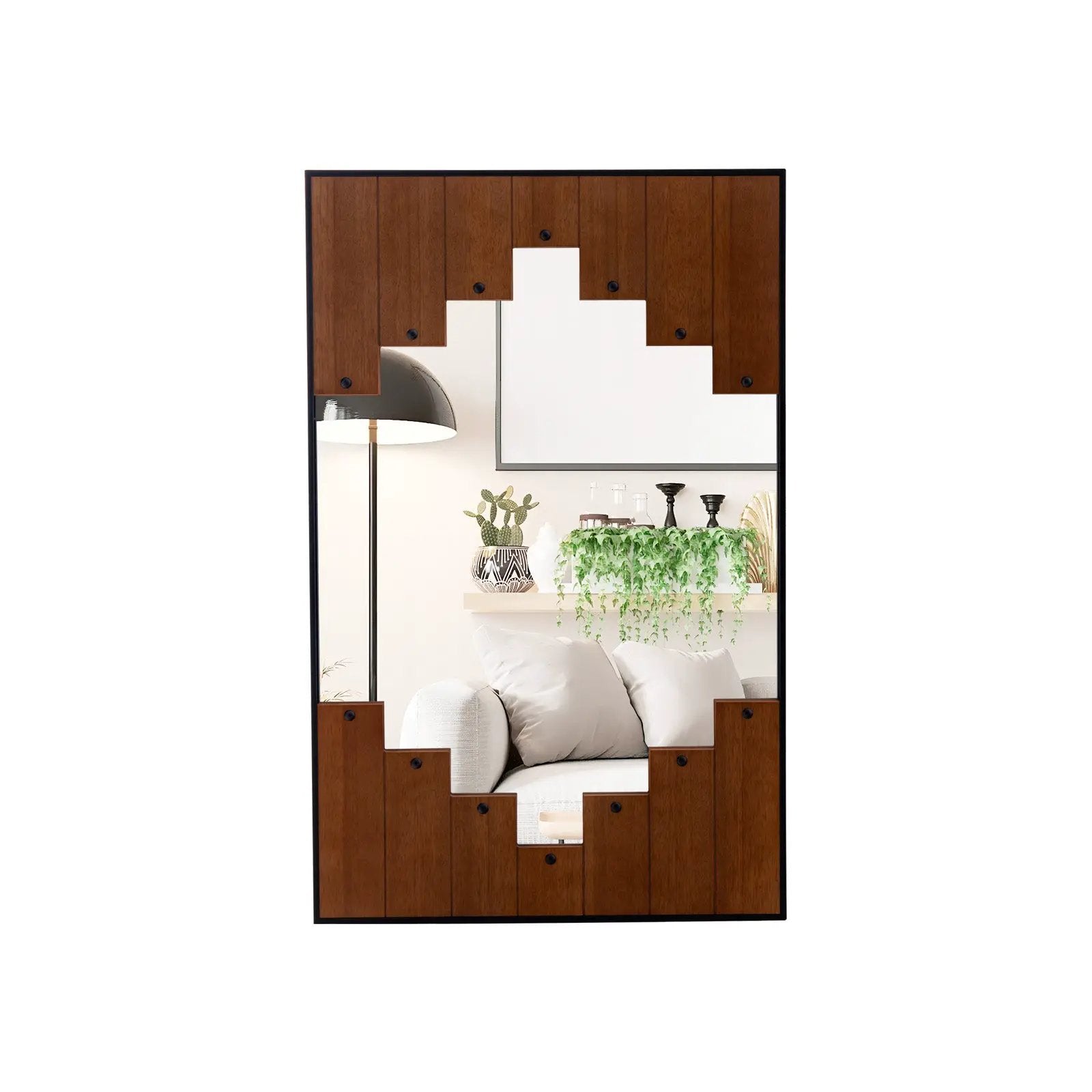 37.5 Inch x 26.5 Inch Decorative Rectangle Wall Mirror with Piano Key-Shaped Frame-Black by DirectDeals