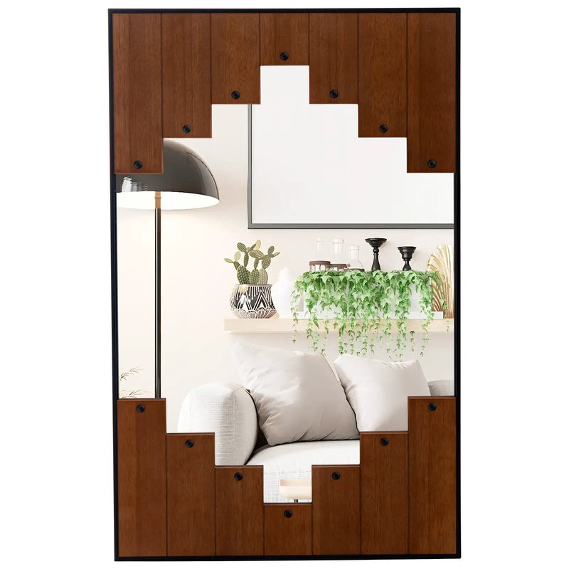37.5 Inch x 26.5 Inch Decorative Rectangle Wall Mirror with Piano Key-Shaped Frame-Black by DirectDeals