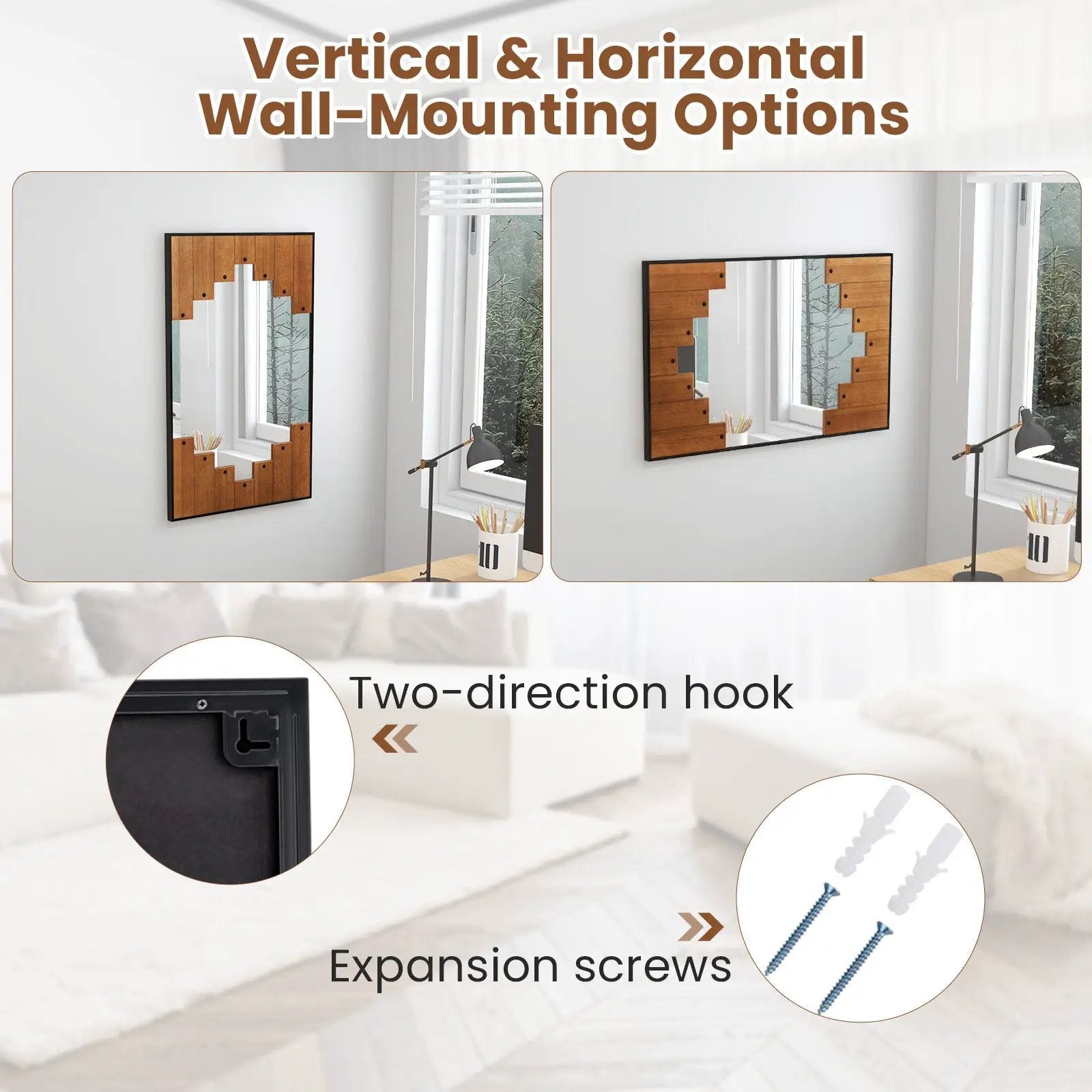 37.5 Inch x 26.5 Inch Decorative Rectangle Wall Mirror with Piano Key-Shaped Frame-Black by DirectDeals