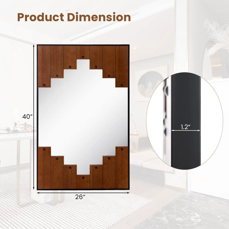 37.5 Inch x 26.5 Inch Decorative Rectangle Wall Mirror with Piano Key-Shaped Frame-Black by DirectDeals