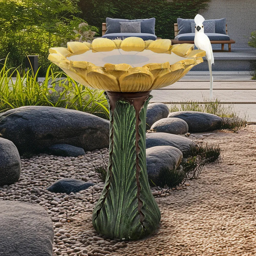 Concrete Sunflower Bird Bath Sculpted Basin 24 Inch, photo 2 of 4